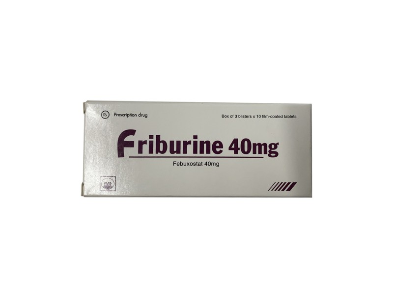 Thuốc trị gout Friburine 40mg (3 vỉ x 10 viên/hộp)
